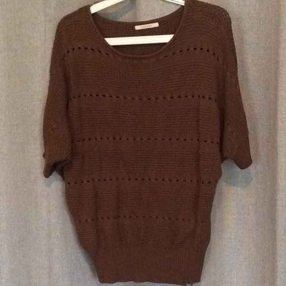 CAMAÏEU Brown Short Sleeves Sweater - Size S/M - Picture 2 of 4